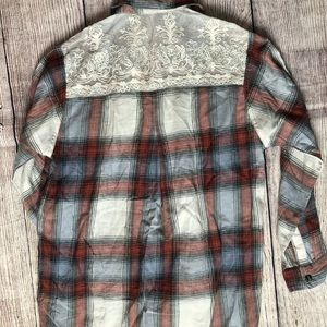 BDG plaid top lace back size XS